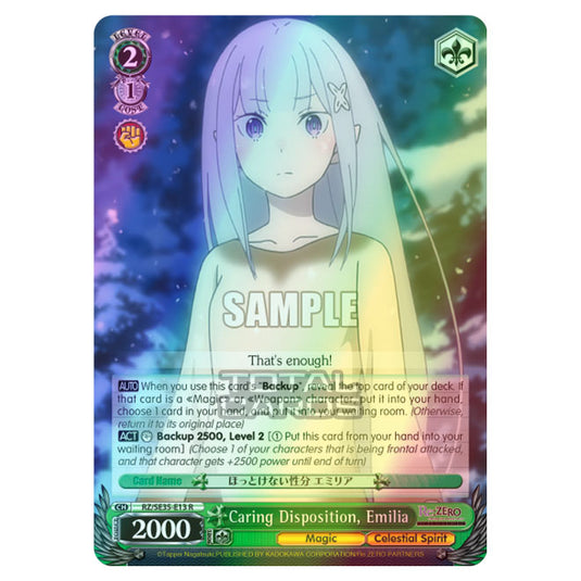 Weiss Schwarz - Re:ZERO - Starting Life in Another World - The Frozen Bond - Caring Disposition, Emilia (R) RZ/SE35-E13 (Foil)