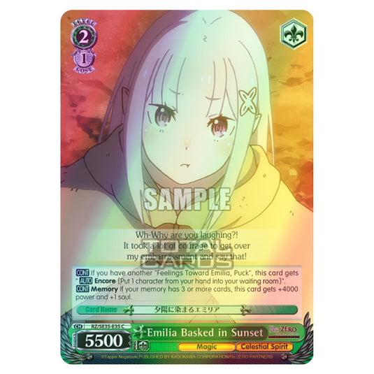 Weiss Schwarz - Re:ZERO - Starting Life in Another World - The Frozen Bond - Emilia Basked in Sunset (C) RZ/SE35-E35 (Foil)