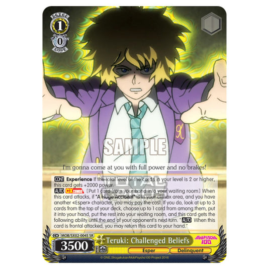 Weiss Schwarz - Mob Psycho 100 - Teruki: Challenged Beliefs (Super Rare) MOB/SX02-004S