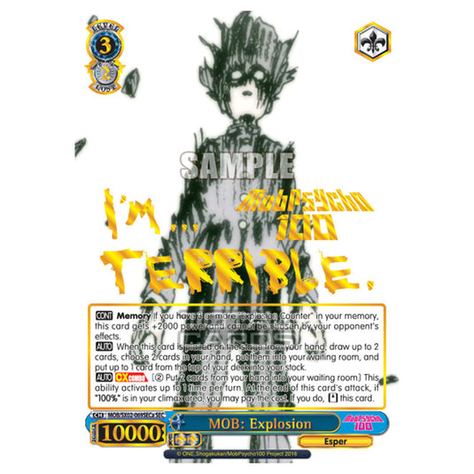 Weiss Schwarz - Mob Psycho 100 - MOB: Explosion (Secret Rare) MOB/SX02-069SECa