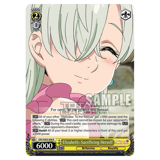 Weiss Schwarz - The Seven Deadly Sins - Elizabeth: Sacrificing Herself (R) SDS/SX03-008