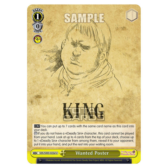 Weiss Schwarz - The Seven Deadly Sins - Wanted Poster (U) SDS/SX03-022d