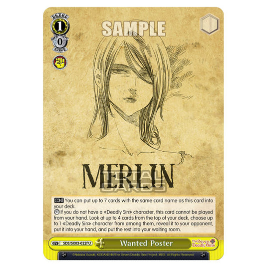 Weiss Schwarz - The Seven Deadly Sins - Wanted Poster (U) SDS/SX03-022f