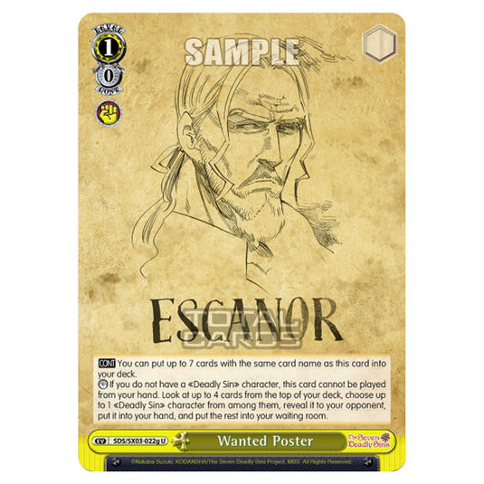 Weiss Schwarz - The Seven Deadly Sins - Wanted Poster (U) SDS/SX03-022g