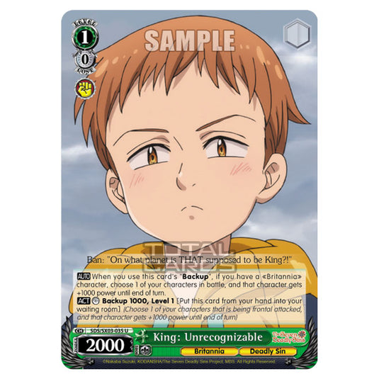 Weiss Schwarz - The Seven Deadly Sins - King: Unrecognizable (U) SDS/SX03-035