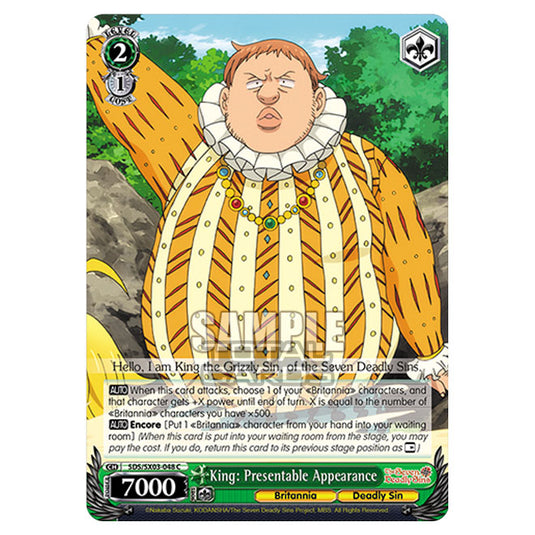 Weiss Schwarz - The Seven Deadly Sins - King: Presentable Appearance (C) SDS/SX03-048