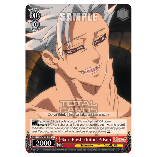 Weiss Schwarz - The Seven Deadly Sins - Ban: Fresh Out of Prison (U) SDS/SX03-064
