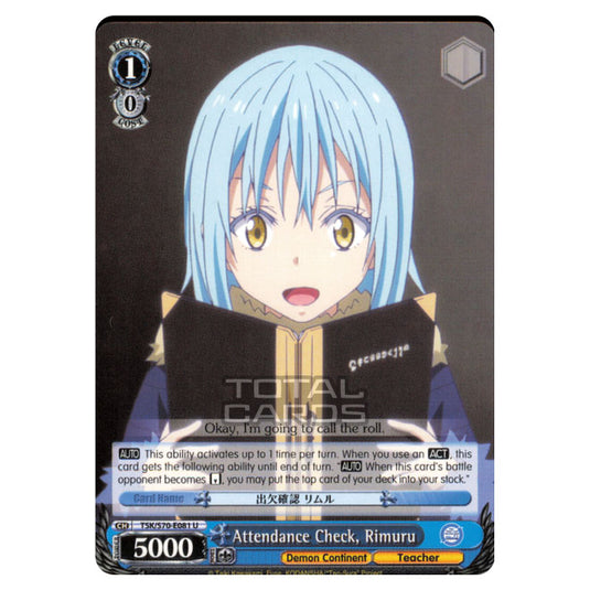 Weiss Schwarz - That Time I Got Reincarnated as a Slime - Attendance Check, Rimuru (Uncommon) TSK/S70-E081