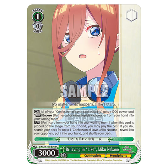 Weiss Schwarz - The Quintessential Quintuplets Movie - Believing in "Like", Miku Nakano (C) 5HY/W101-E043