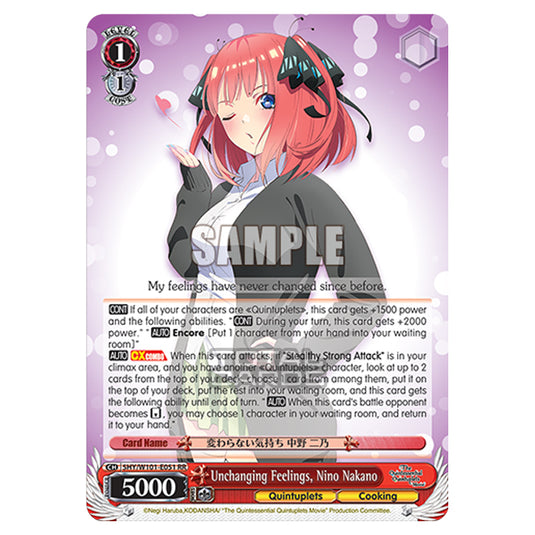 Weiss Schwarz - The Quintessential Quintuplets Movie - Unchanging Feelings, Nino Nakano (RR) 5HY/W101-E051