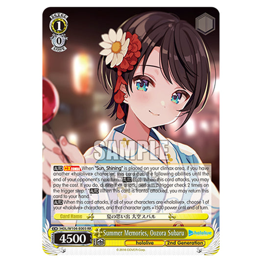 Weiss Schwarz - Hololive Production Vol. 2 - Summer Memories, Oozora Subaru (RR) HOL/W104-E003