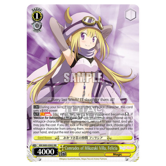 Weiss Schwarz - Magia Record: Puella Magi Madoka Magica Side Story - Comrades of Mikazuki Villa, Felicia (RR) MR/W80-E002