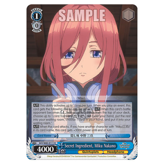 Weiss Schwarz - The Quintessential Quintuplets - Secret Ingredient, Miku Nakano (R) 5HY/W83-E111