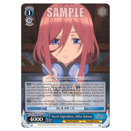 Weiss Schwarz - The Quintessential Quintuplets - Secret Ingredient, Miku Nakano (SR) 5HY/W83-E111S