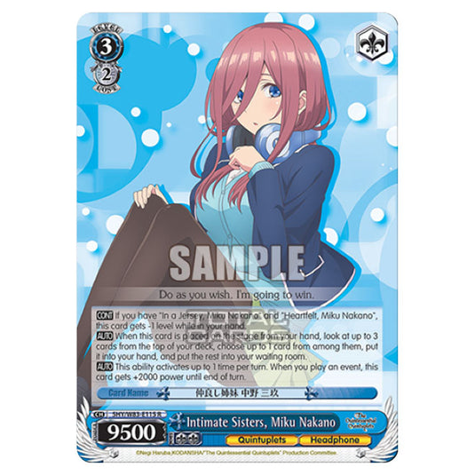 Weiss Schwarz - The Quintessential Quintuplets - Intimate Sisters, Miku Nakano (R) 5HY/W83-E115