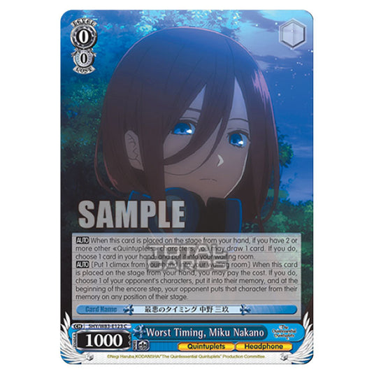 Weiss Schwarz - The Quintessential Quintuplets - Worst Timing, Miku Nakano (C) 5HY/W83-E123