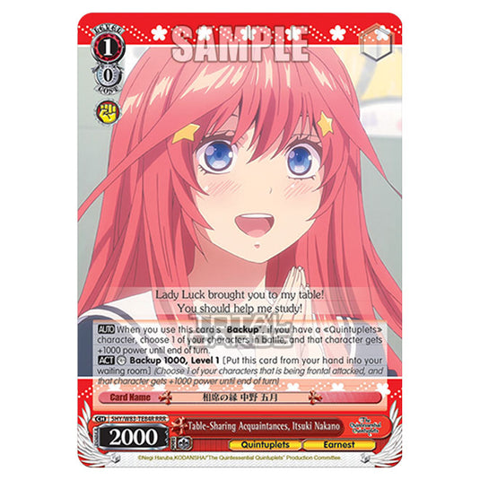 Weiss Schwarz - The Quintessential Quintuplets - Quintessential Box - Table-Sharing Acquaintances, Itsuki Nakano (RRR) 5HY/W83-TE84R