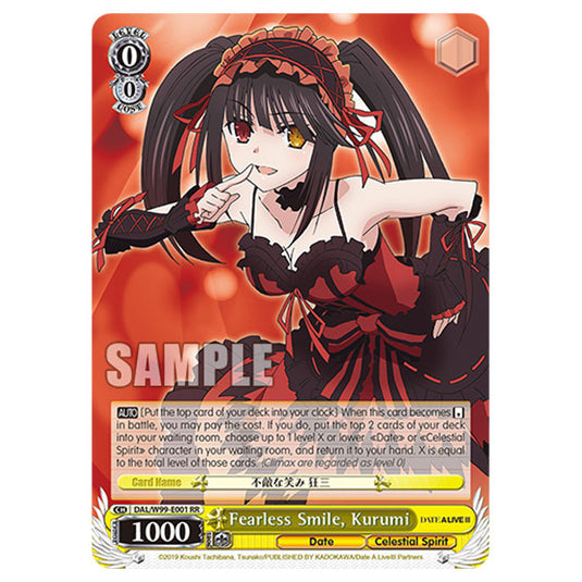 Weiss Schwarz - Date A Live Vol.2 - Fearless Smile, Kurumi (RR) DAL/W99-E001