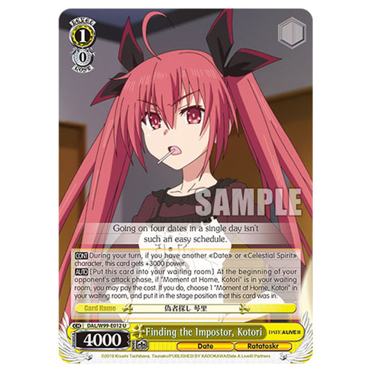 Weiss Schwarz - Date A Live Vol.2 - Finding the Impostor, Kotori (U) DAL/W99-E012