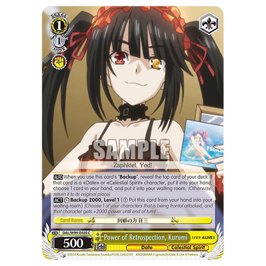 Weiss Schwarz - Date A Live Vol.2 - Power of Retrospection, Kurumi (C) DAL/W99-E020