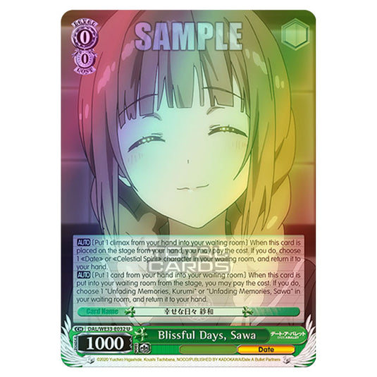 Weiss Schwarz - Date A Bullet - Blissful Days, Sawa (U) DAL/WE33-E032 (Foil)