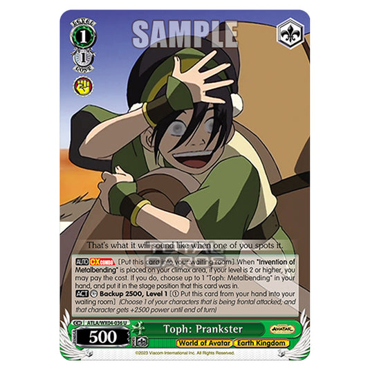 Weiss Schwarz - Avatar - The Last Airbender - Toph: Prankster (U) ATLA/WX04-036