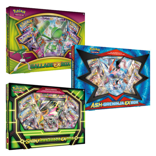 Pokemon - Shiny Rayquaza EX Box - Ash-Greninja EX Box & Gallade EX Box - x3 Set