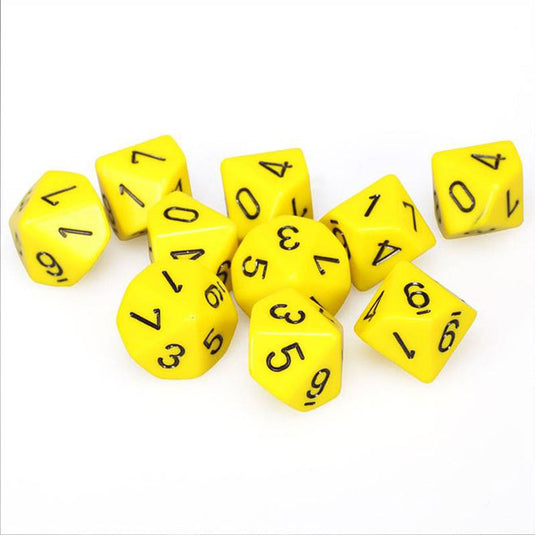 Chessex - Opaque Polyhedral D10 10-Dice Blocks - Yellow/black