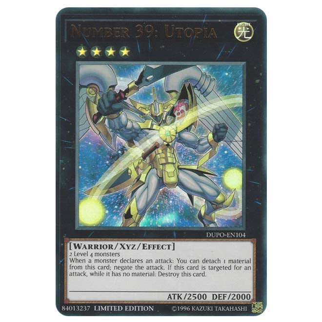1 Dollar Yugioh Yu-Gi-Oh! NUMBER 39: UTOPIA DOUBLE Ultra Rare Card - DUPO-EN008 Near Mint Near Mint Yugioh Card 1 Dollar Yugioh Yu-Gi-Oh! NUMBER 39: UTOPIA DOUBLE Ultra Rare Card - DUPO-EN008 Near Mint Near Mint Yugioh Card