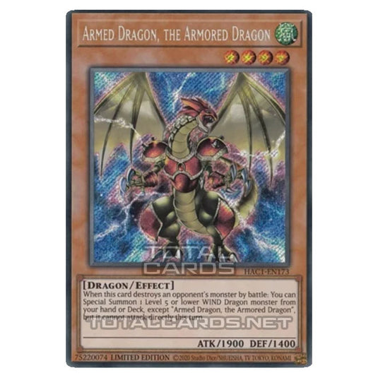 Yu-Gi-Oh! - Hidden Arsenal - Chapter 1 - Armed Dragon, the Armored Dragon (Secret Rare) HAC1-EN173