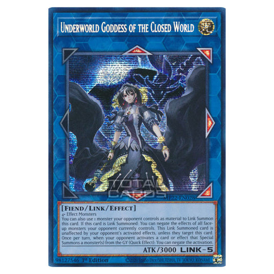 Yu-Gi-Oh! - 2022 Tin of the Pharaoh's Gods - Underworld Goddess of the Closed World (Prismatic Secret Rare) MP22-EN028