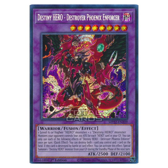 Yu-Gi-Oh! - 2022 Tin of the Pharaoh's Gods - Destiny HERO - Destroyer Phoenix Enforcer (Prismatic Secret Rare) MP22-EN209