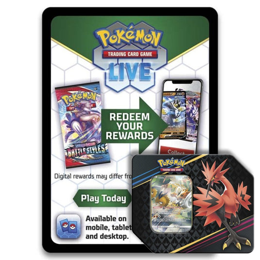 Pokemon - Crown Zenith - Galarian Zapdos Tin - Online Code Card
