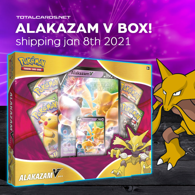 Rule The Mind With Alakazam V! The Pokemon January V Box has been revealed to be the Alakazam V Box!