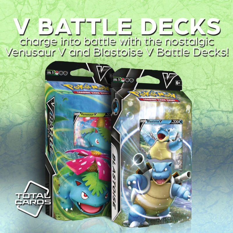 Blastoise V and Venusaur V clash in these V Battle Decks!