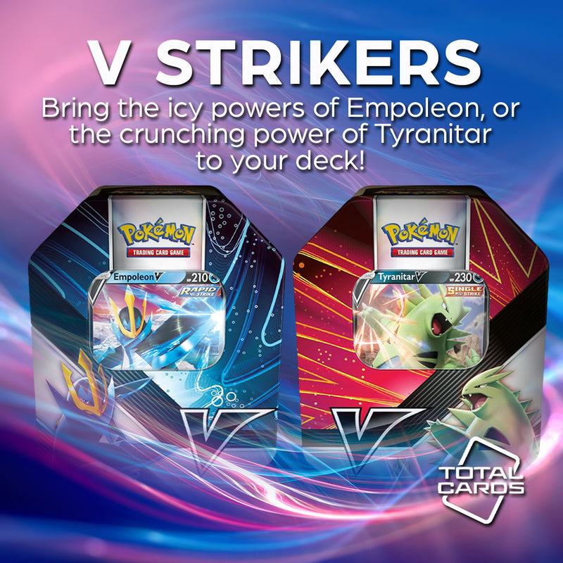 Unleash Empoleon V and Tyranitar V with the V Striker Tins!