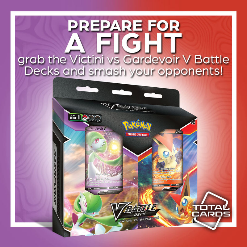 Victini V and Gardevoir V clash with these awesome V Battle Decks!