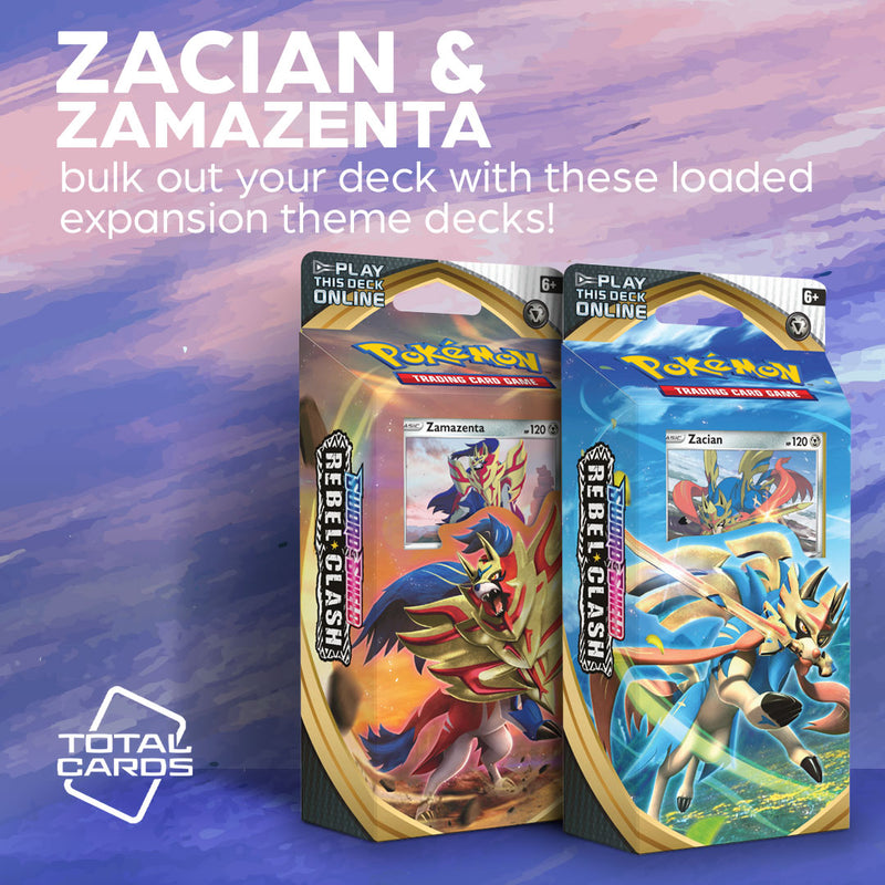 Evoke the power of Zacian and Zamazenta in this set of theme decks!