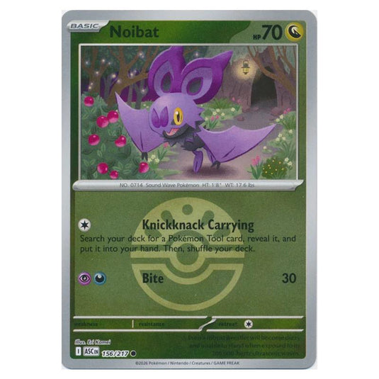 Pokemon - Mega Evolution - Ascended Heroes - Ball & Rocket Reverse Holo - Noibat - 156/217