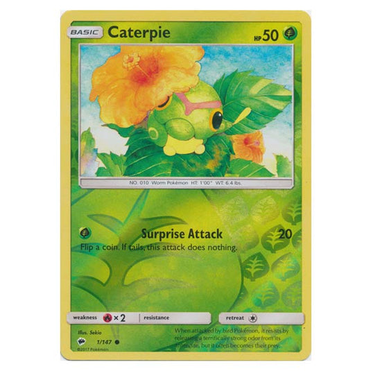 Pokemon - Sun & Moon - Burning Shadows - Caterpie (Reverse Holo) - 1/147