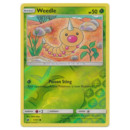 Pokemon - Sun & Moon - Crimson Invasion - (Reverse Holo) - Weedle - 1/111