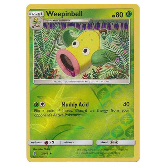 Pokemon - Sun & Moon - Guardians Rising - (Reverse Holo) - Weepinbell - 2/145