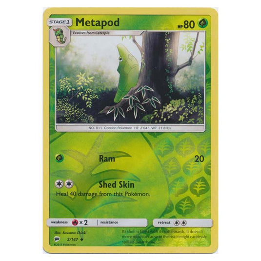 Pokemon - Sun & Moon - Burning Shadows - Metapod (Reverse Holo) - 2/147