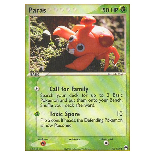 Pokemon - EX Series - FireRed & LeafGreen - Paras - 72/112