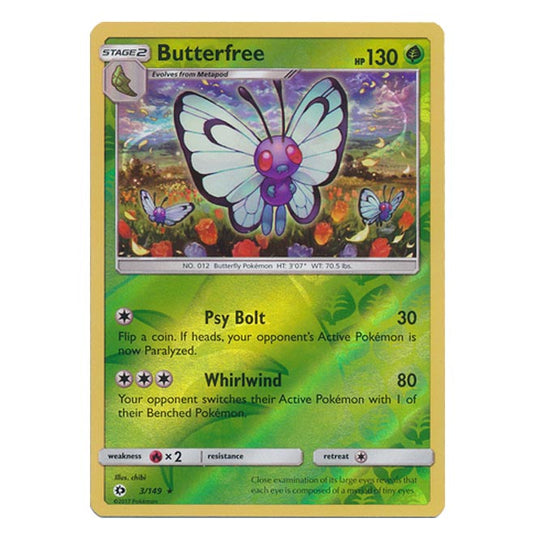 Pokemon - Sun & Moon - Base Set - (Reverse Holo) - Butterfree - 3/149