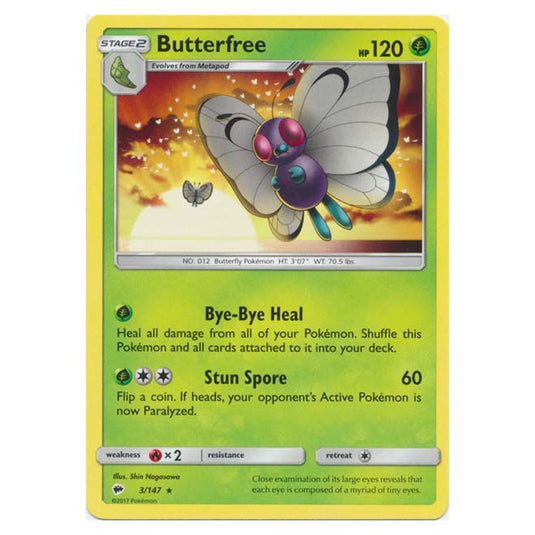 Pokemon - Sun & Moon - Burning Shadows - Butterfree - 3/147