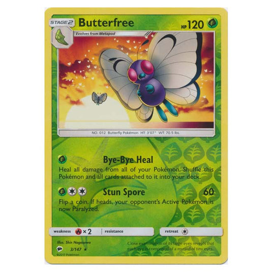 Pokemon - Sun & Moon - Burning Shadows - Butterfree (Reverse Holo) - 3/147