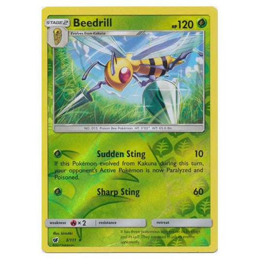 Pokemon - Sun & Moon - Crimson Invasion - (Reverse Holo) - Beedrill - 3/111