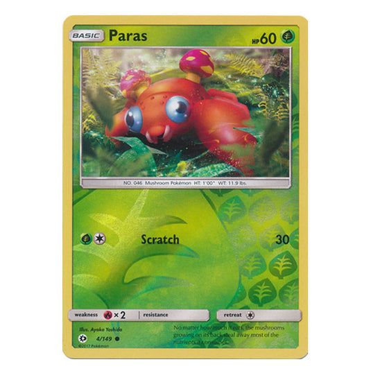 Pokemon - Sun & Moon - Base Set - (Reverse Holo) - Paras - 4/149