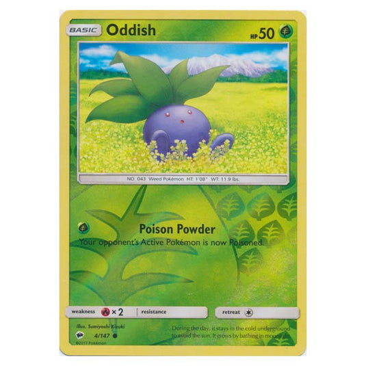 Pokemon - Sun & Moon - Burning Shadows - Oddish (Reverse Holo) - 4/147